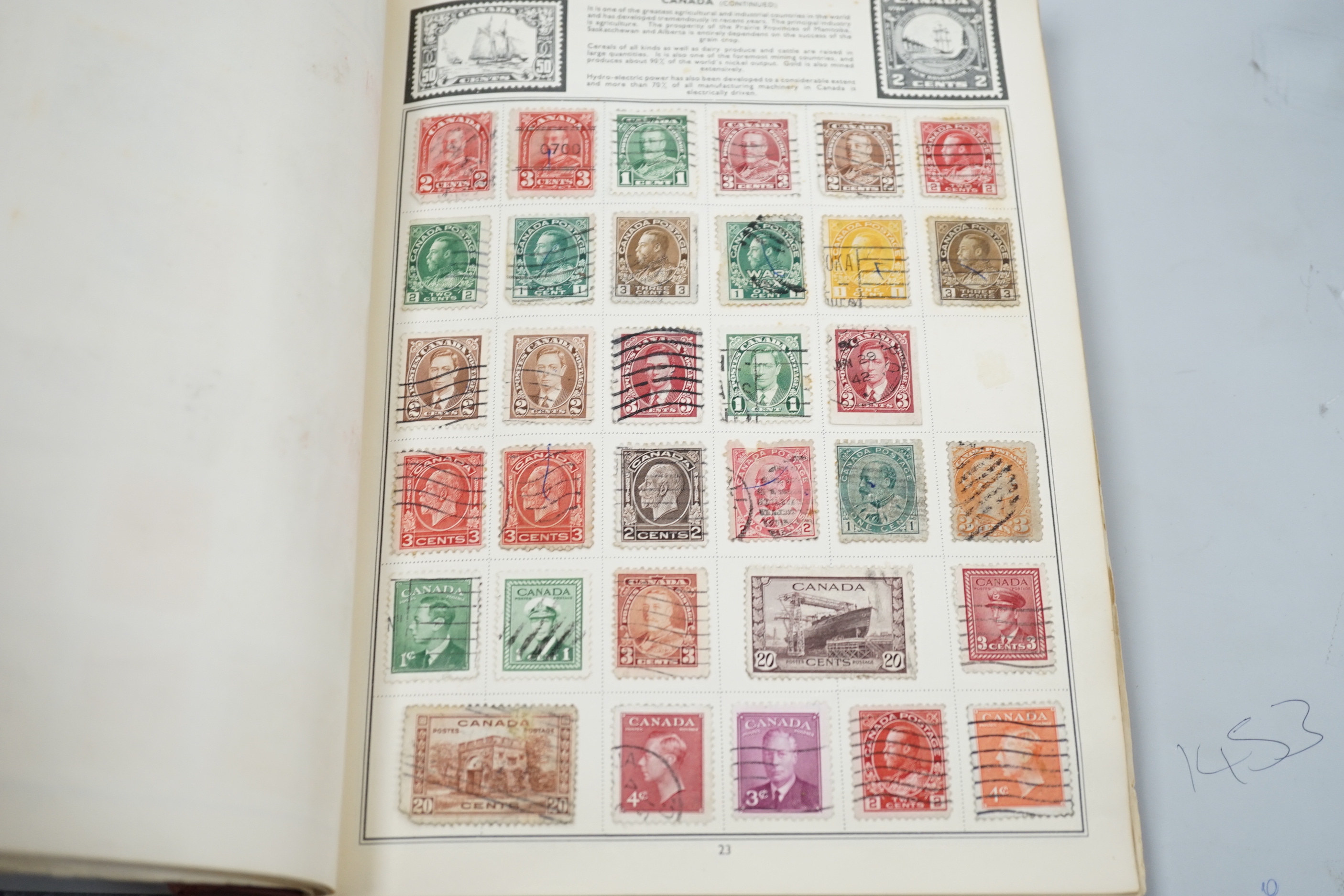 A stamp album with various stamps